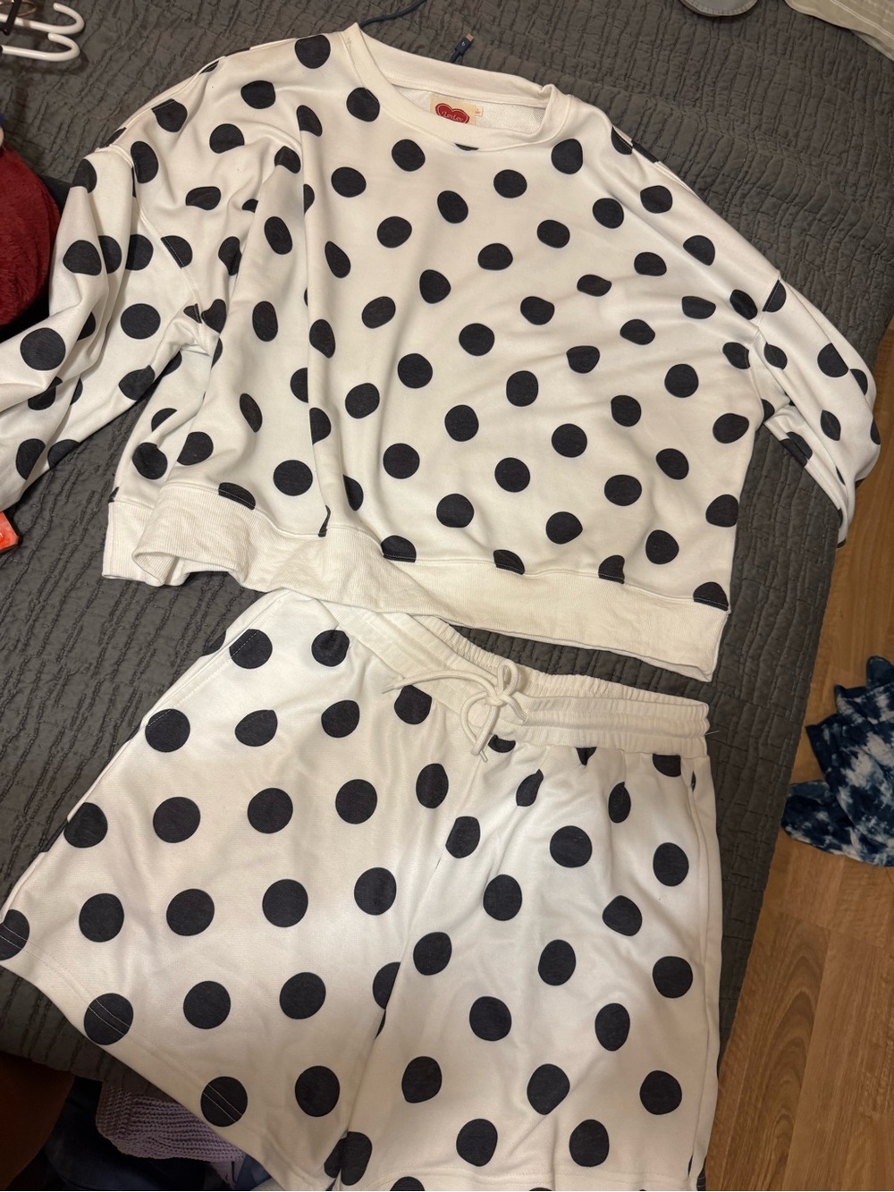 Boutique White Polka Dot Pajama Set - Black Dot Cozy Loungewear